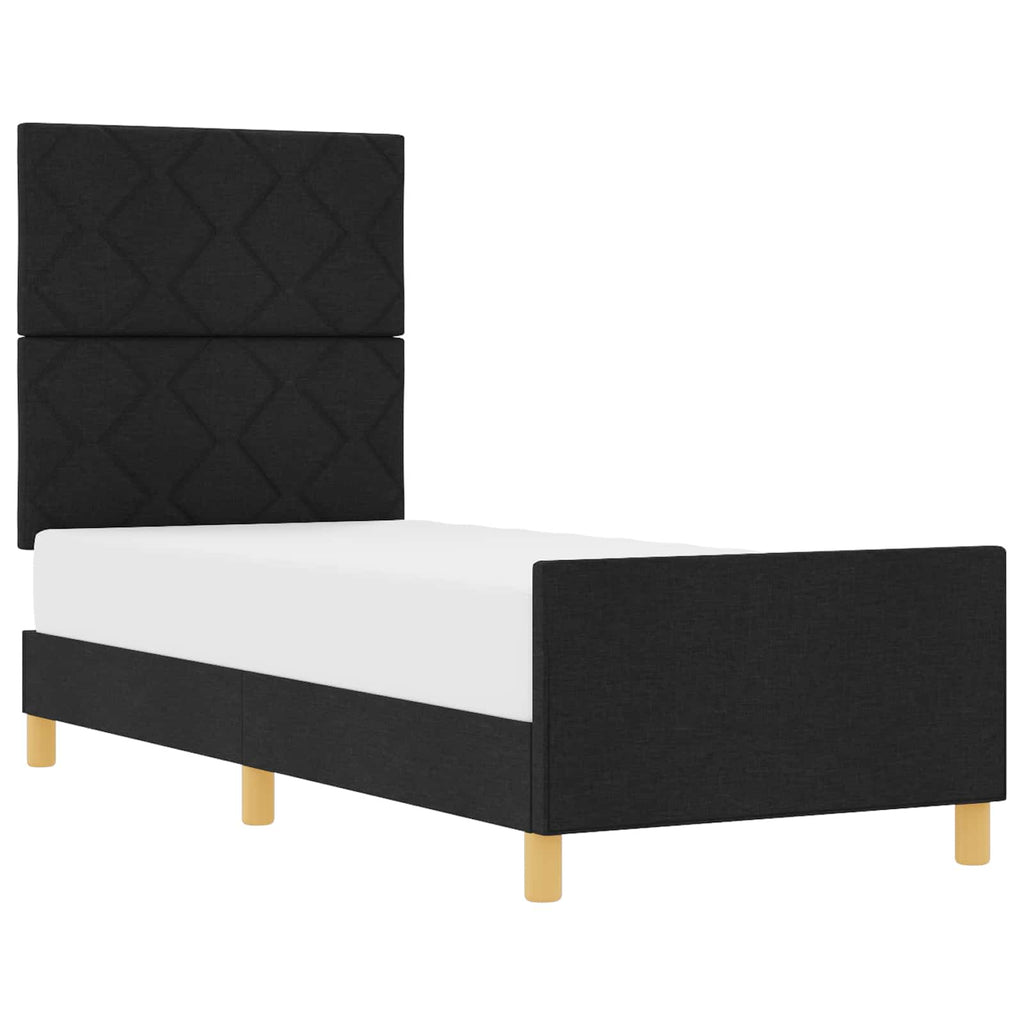 vidaXL Ramka łóżka Z zagłówkiem Czarny 80 x 200 cm tkanina