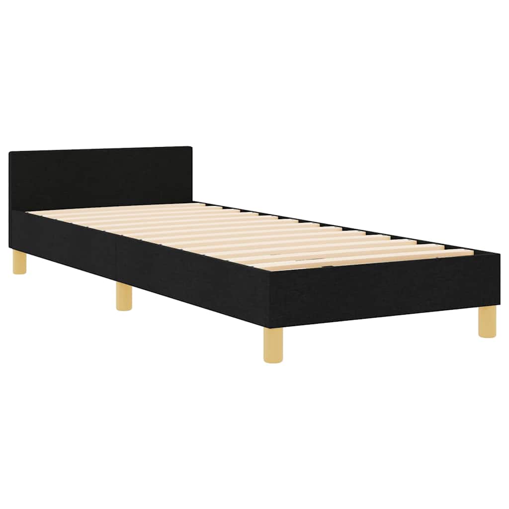 vidaXL Ramka łóżka Z zagłówkiem Czarny 80 x 200 cm tkanina