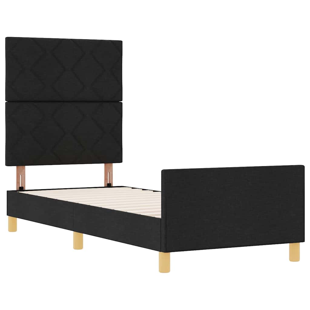 vidaXL Ramka łóżka Z zagłówkiem Czarny 80 x 200 cm tkanina