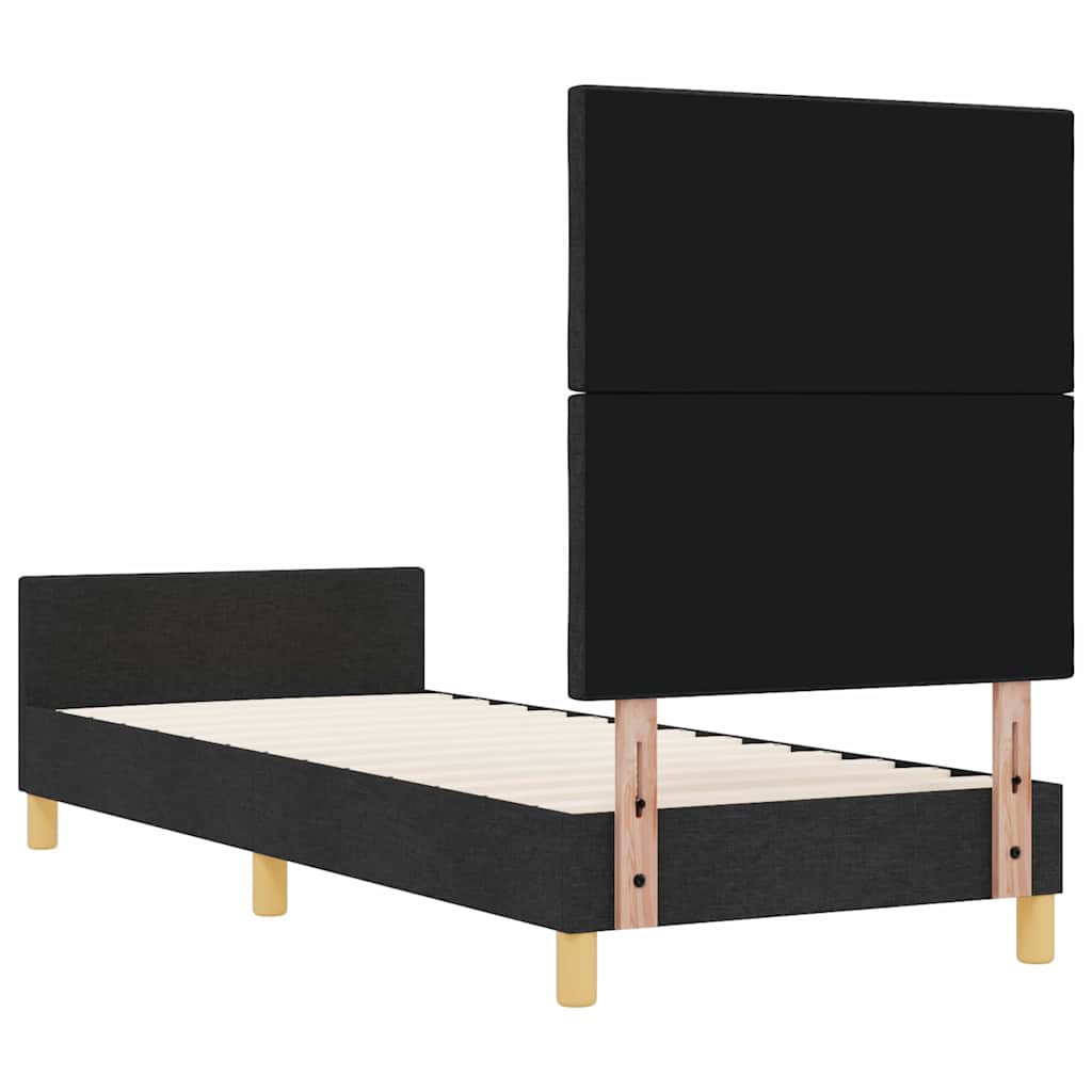 vidaXL Ramka łóżka Z zagłówkiem Czarny 80 x 200 cm tkanina