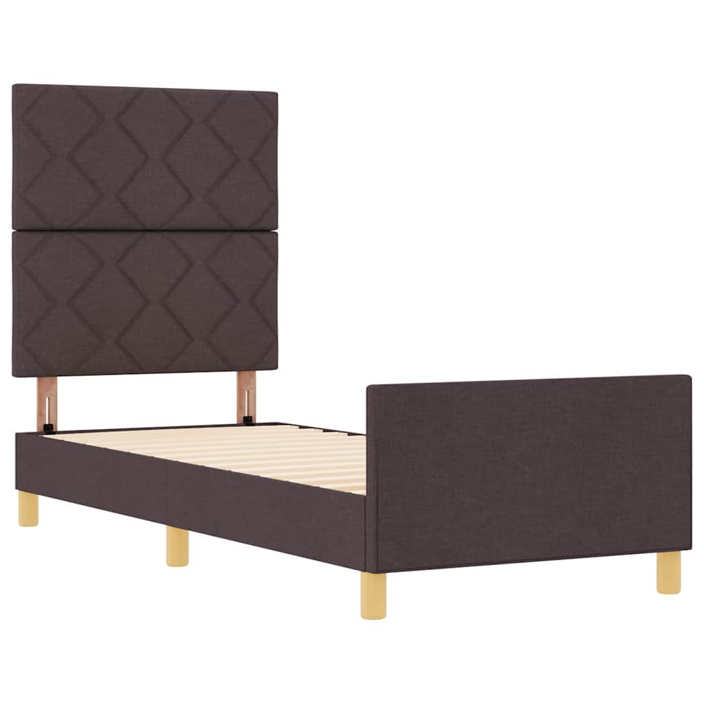 vidaXL Ramka łóżka Z zagłówkiem ciemnobrązowy 80 x 200 cm tkanina
