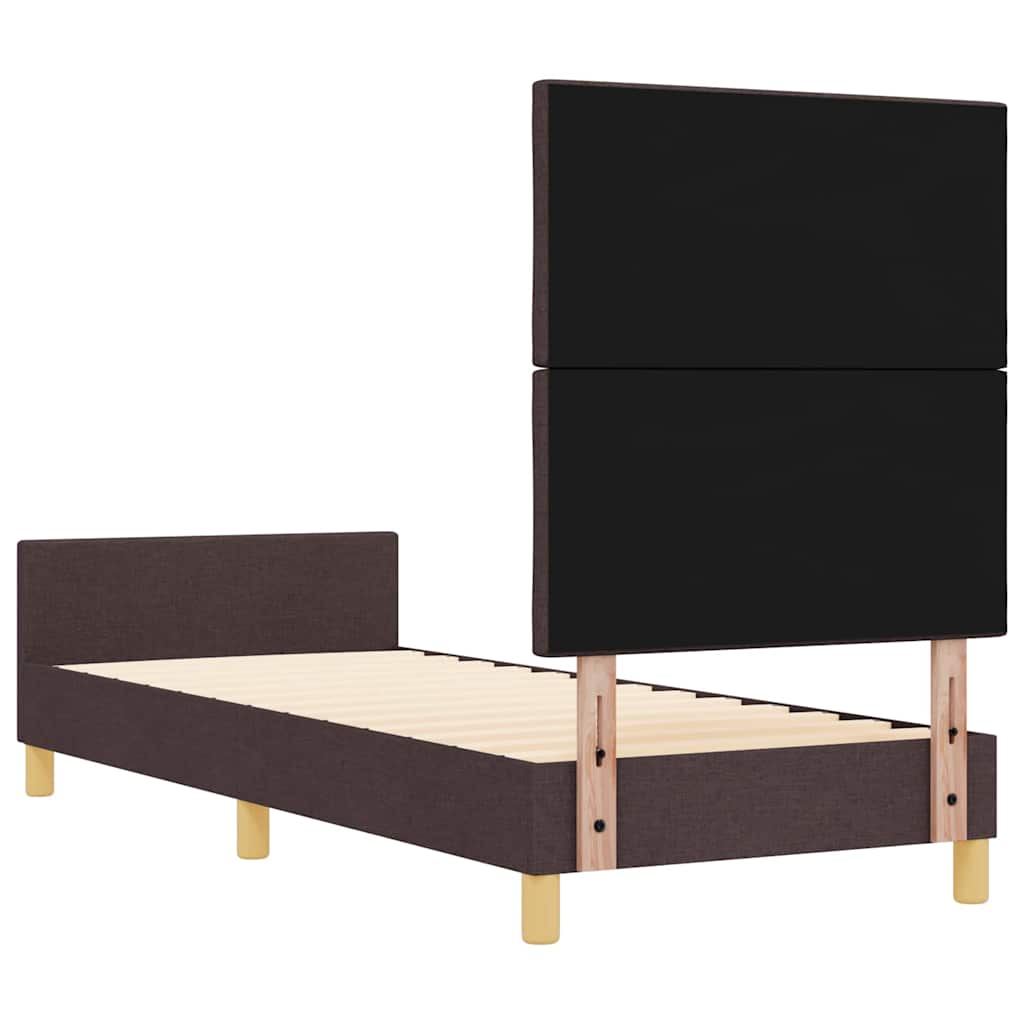vidaXL Ramka łóżka Z zagłówkiem ciemnobrązowy 80 x 200 cm tkanina