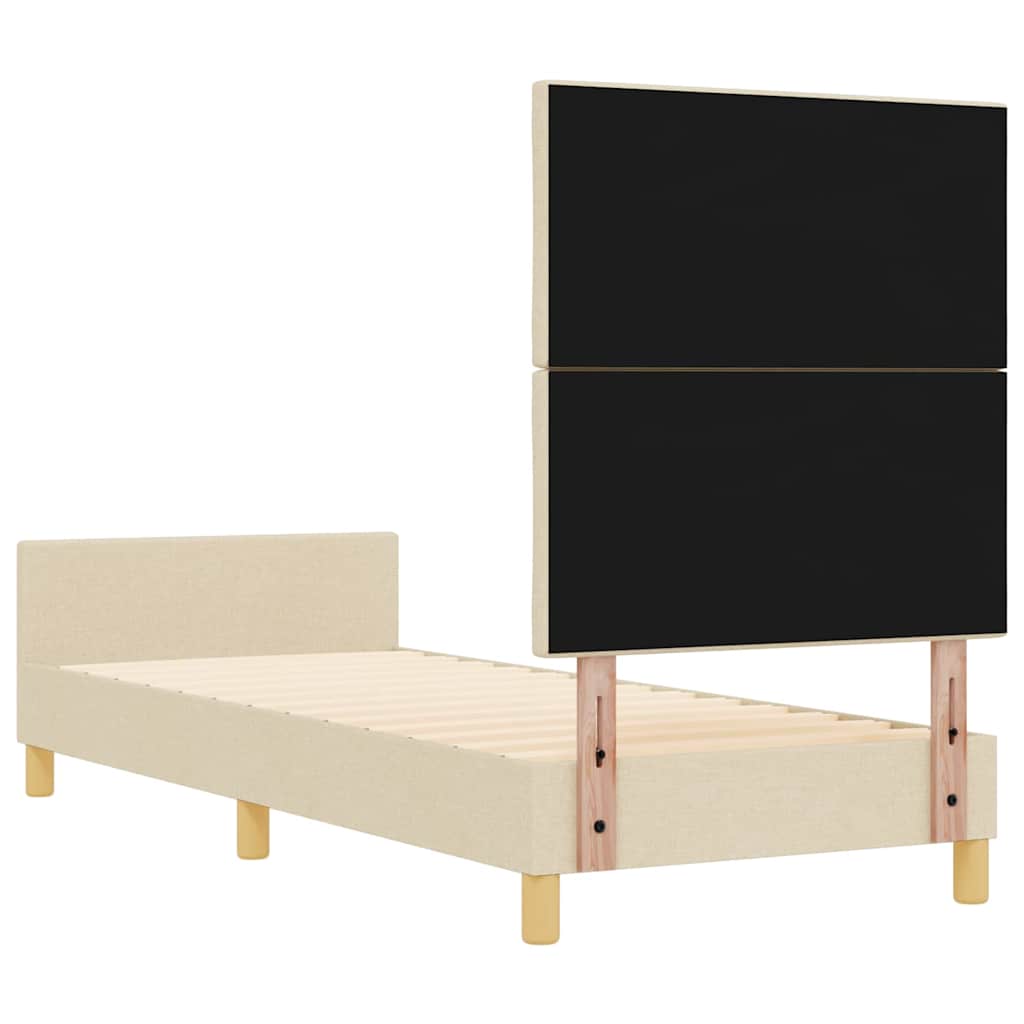 vidaXL Ramka łóżka Z zagłówkiem Kremowy 80 x 200 cm tkanina