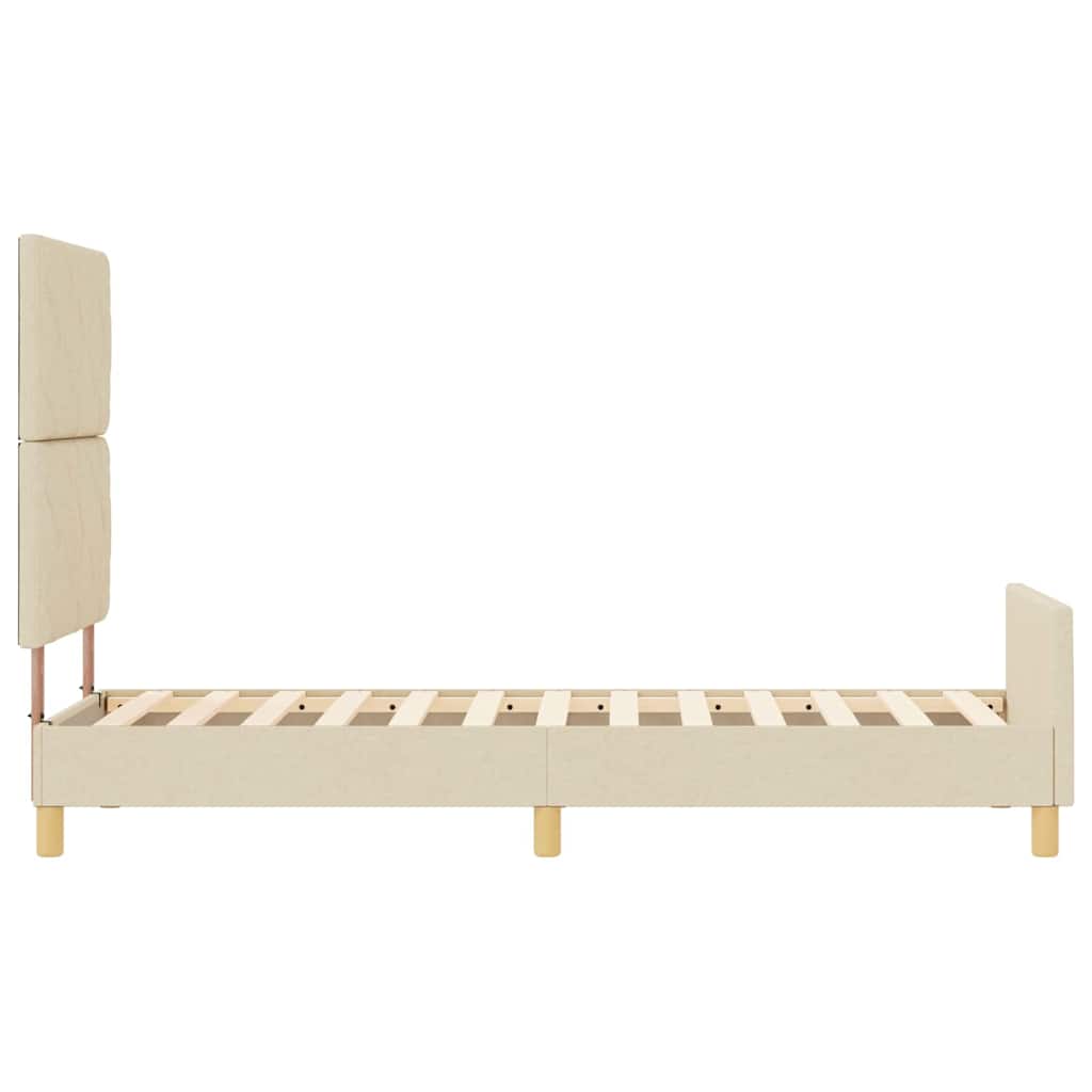 vidaXL Ramka łóżka Z zagłówkiem Kremowy 80 x 200 cm tkanina