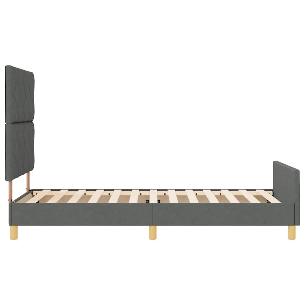 vidaXL Ramka łóżka Z zagłówkiem ciemno szary 90 x 190 cm tkanina