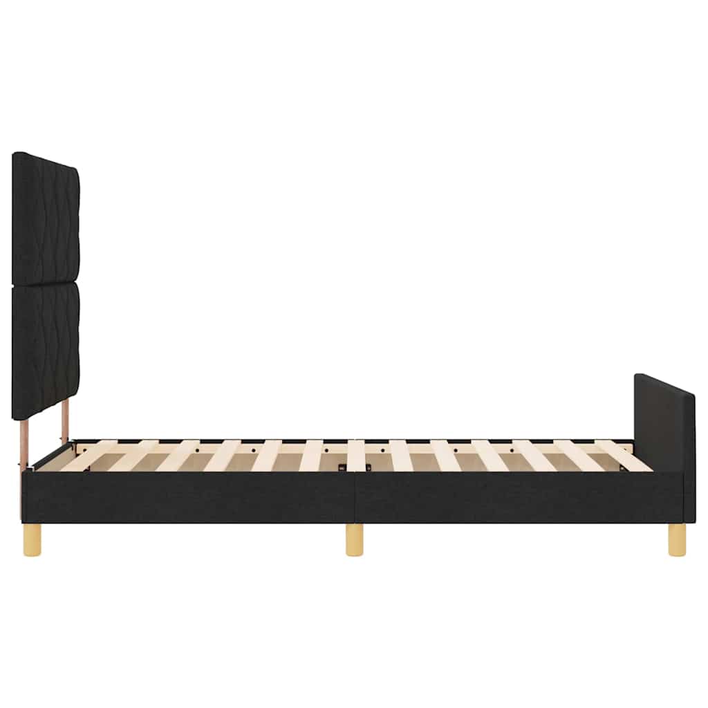 vidaXL Ramka łóżka Z zagłówkiem Czarny 90 x 190 cm tkanina
