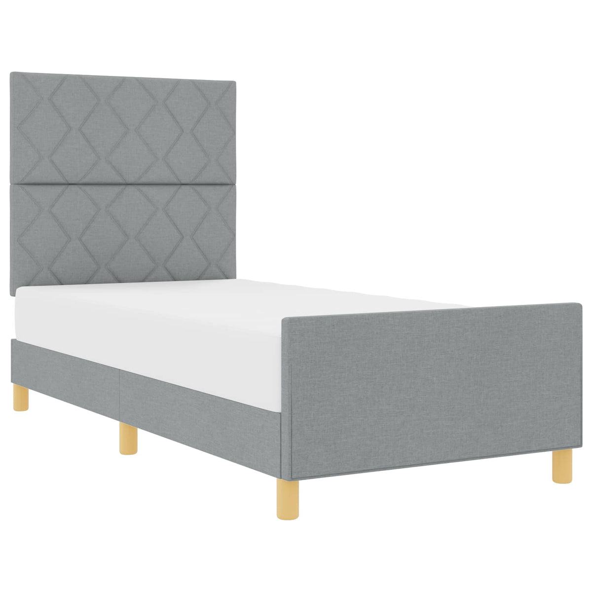 vidaXL Ramka łóżka Z zagłówkiem Jasnoszary 90 x 200 cm tkanina