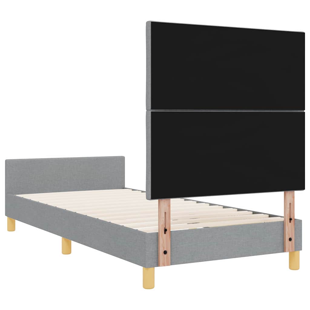 vidaXL Ramka łóżka Z zagłówkiem Jasnoszary 90 x 200 cm tkanina