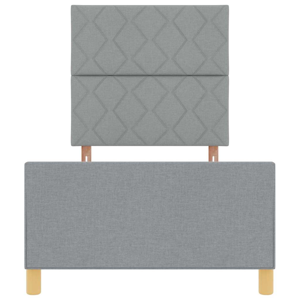 vidaXL Ramka łóżka Z zagłówkiem Jasnoszary 90 x 200 cm tkanina