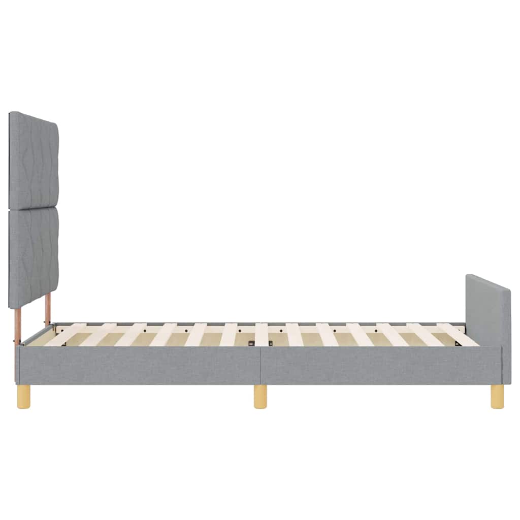 vidaXL Ramka łóżka Z zagłówkiem Jasnoszary 90 x 200 cm tkanina