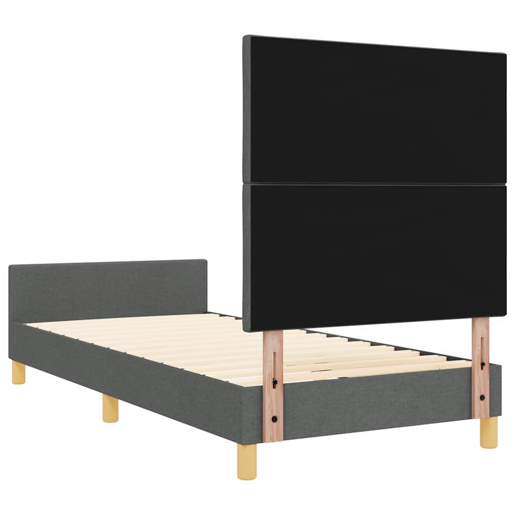 vidaXL Ramka łóżka Z zagłówkiem ciemno szary 90 x 200 cm tkanina
