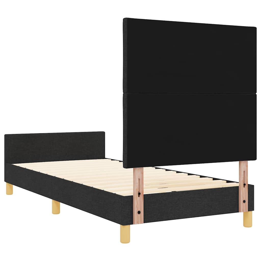 vidaXL Ramka łóżka Z zagłówkiem Czarny 90 x 200 cm tkanina