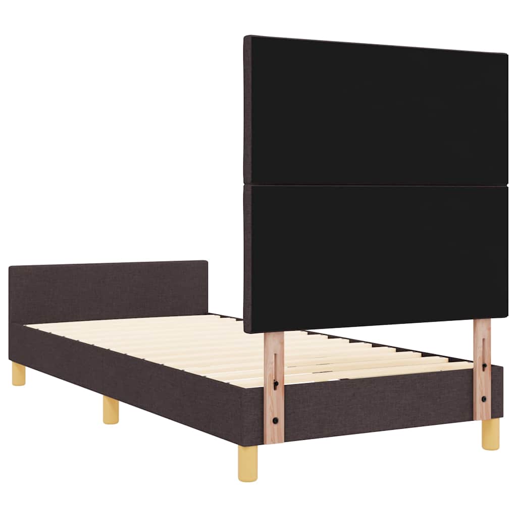 vidaXL Ramka łóżka Z zagłówkiem ciemnobrązowy 90 x 200 cm tkanina