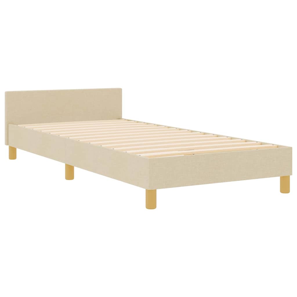 vidaXL Ramka łóżka Z zagłówkiem Kremowy 90 x 200 cm tkanina