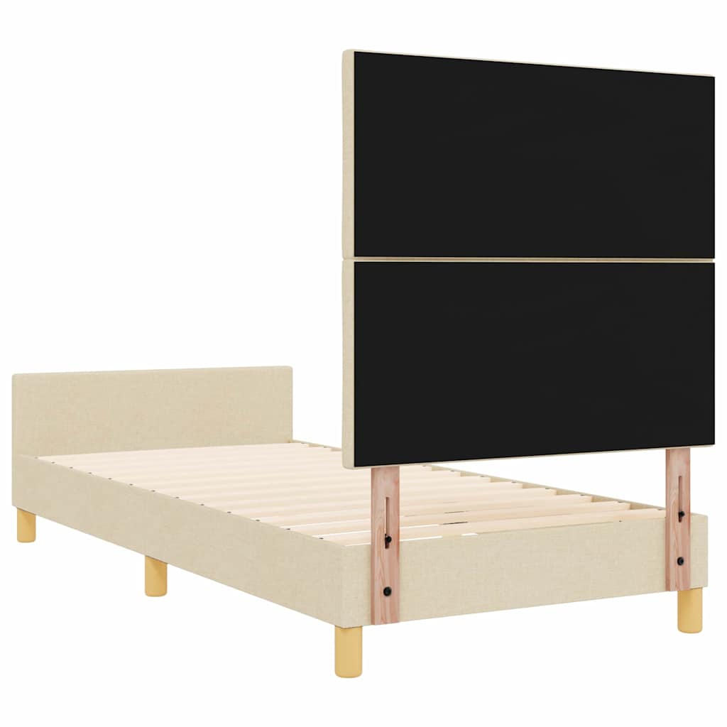 vidaXL Ramka łóżka Z zagłówkiem Kremowy 90 x 200 cm tkanina