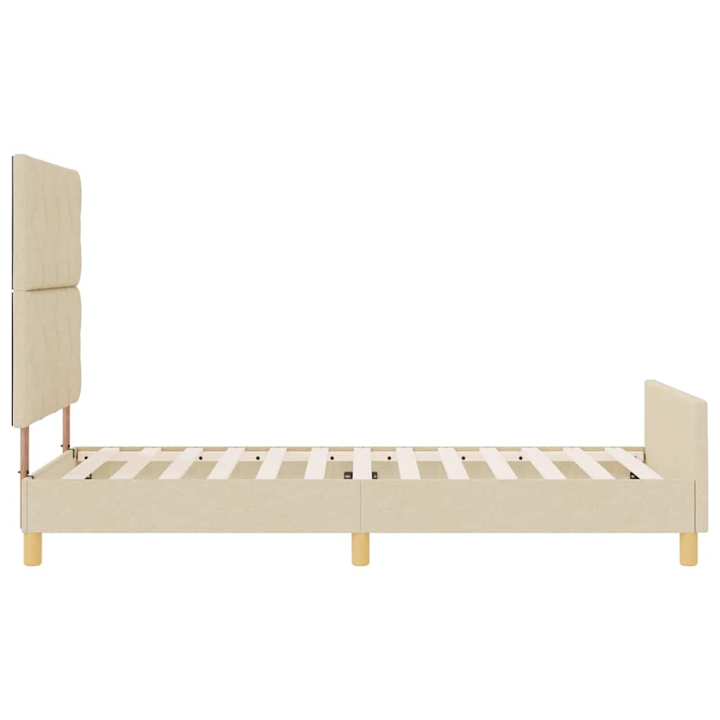 vidaXL Ramka łóżka Z zagłówkiem Kremowy 90 x 200 cm tkanina