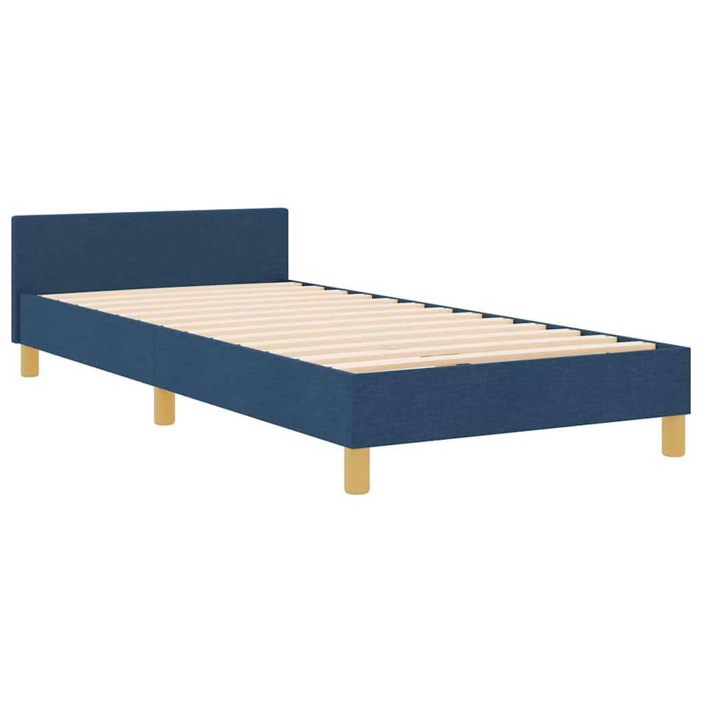 vidaXL Ramka łóżka Z zagłówkiem Niebieski 90 x 200 cm tkanina