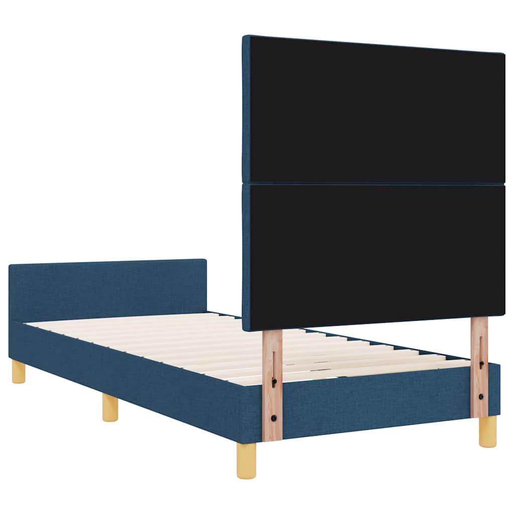 vidaXL Ramka łóżka Z zagłówkiem Niebieski 90 x 200 cm tkanina