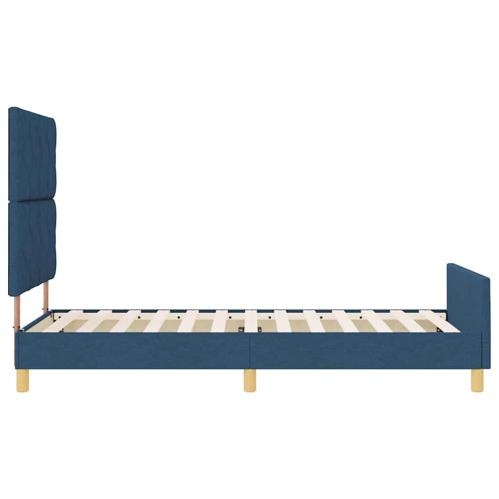vidaXL Ramka łóżka Z zagłówkiem Niebieski 90 x 200 cm tkanina