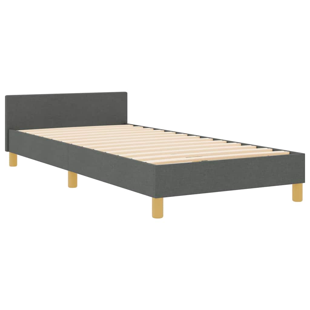 vidaXL Ramka łóżka Z zagłówkiem ciemno szary 100 x 200 cm tkanina