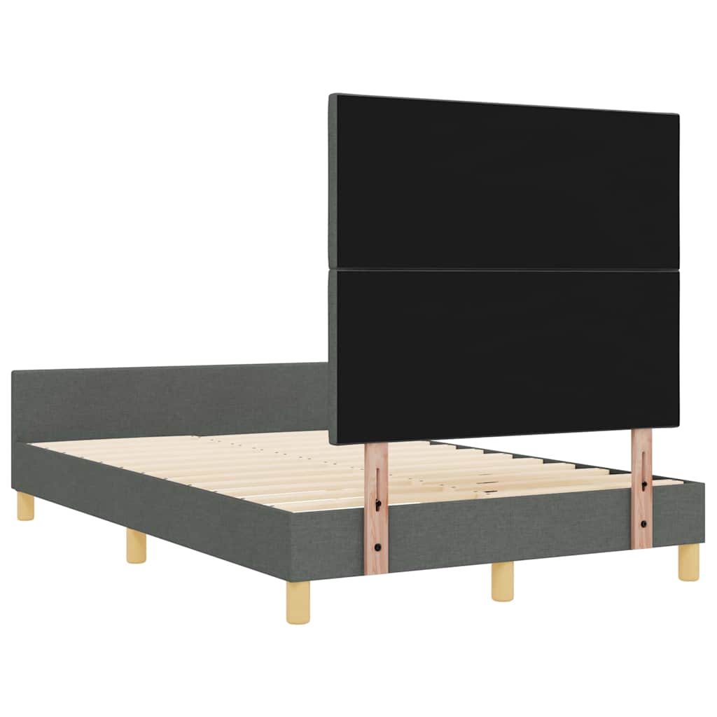 vidaXL Ramka łóżka Z zagłówkiem ciemno szary 120 x 190 cm tkanina