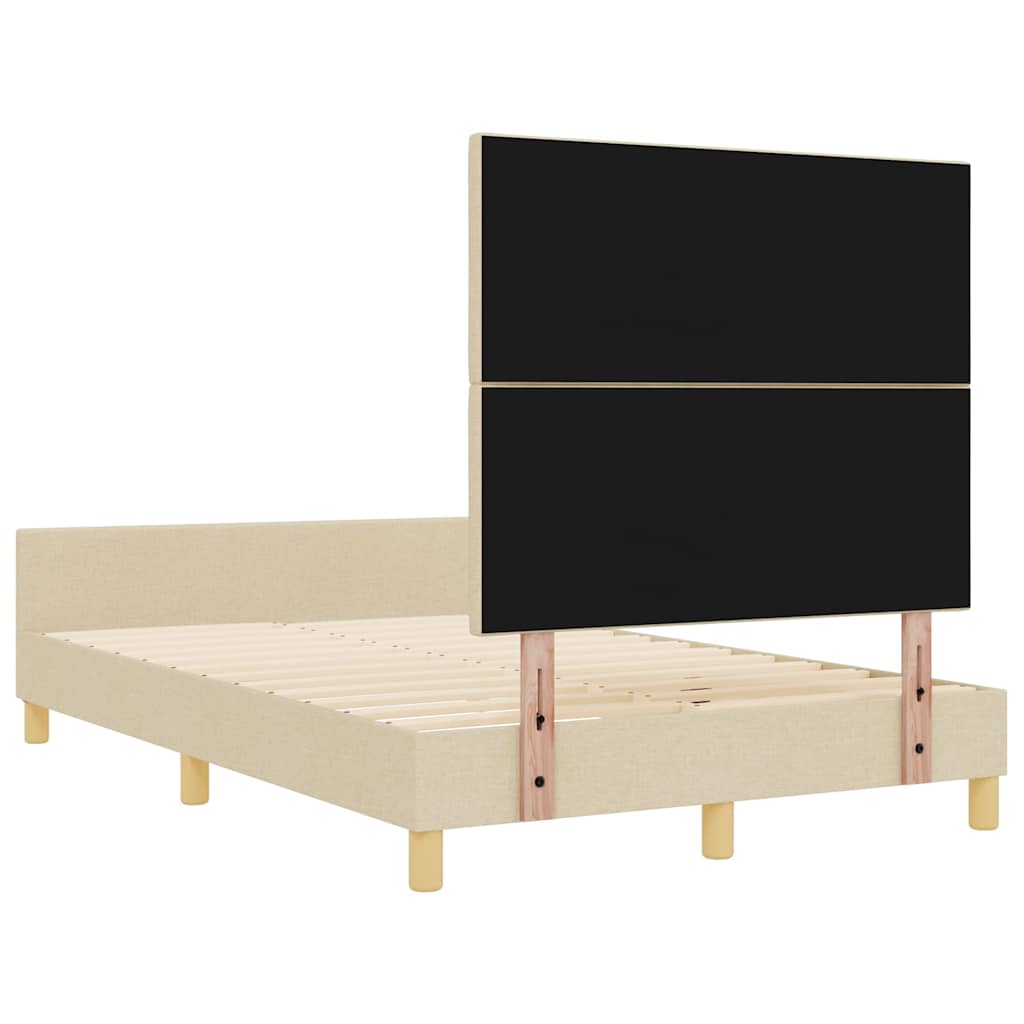 vidaXL Ramka łóżka Z zagłówkiem Kremowy 120 x 190 cm tkanina