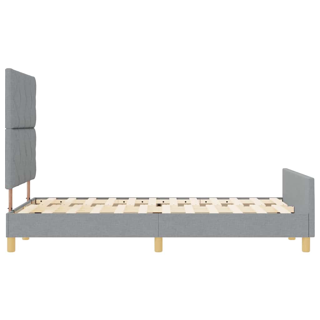 vidaXL Ramka łóżka Z zagłówkiem Jasnoszary 120 x 200 cm tkanina