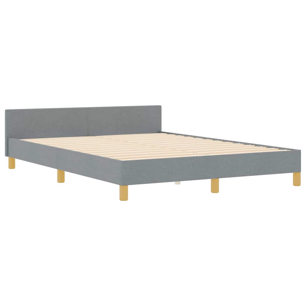 vidaXL Ramka łóżka Z zagłówkiem Jasnoszary 140 x 190 cm tkanina