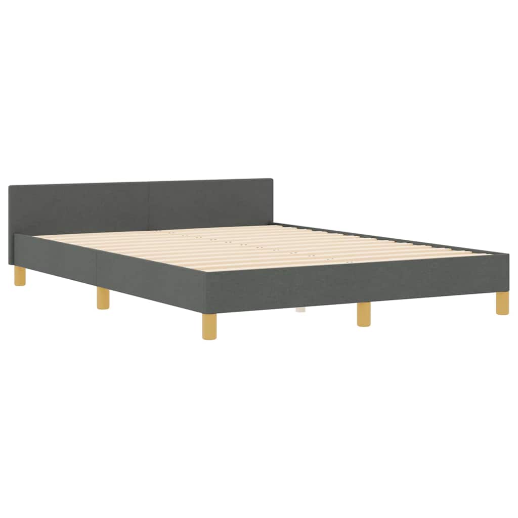 vidaXL Ramka łóżka Z zagłówkiem ciemno szary 140 x 190 cm tkanina
