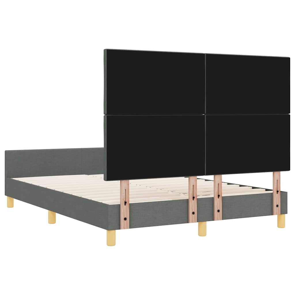 vidaXL Ramka łóżka Z zagłówkiem ciemno szary 140 x 190 cm tkanina