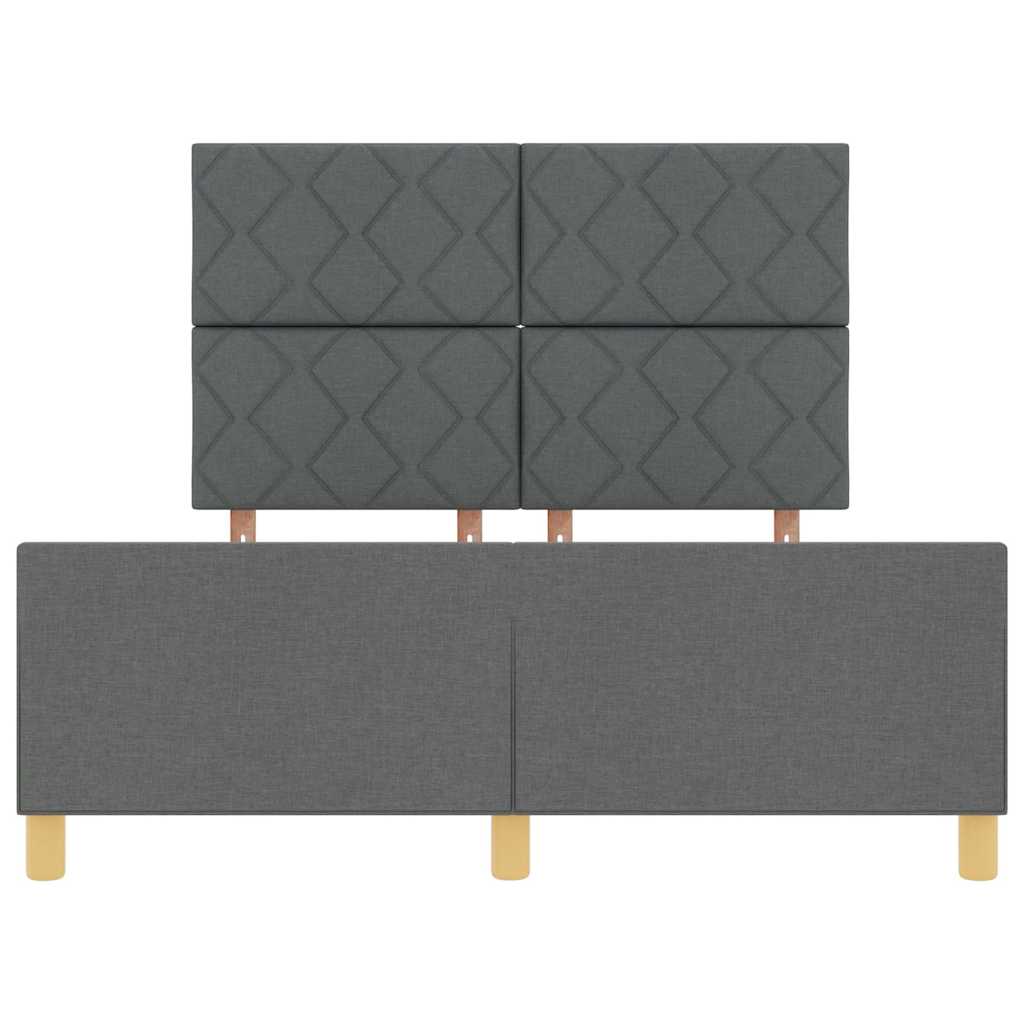 vidaXL Ramka łóżka Z zagłówkiem ciemno szary 140 x 190 cm tkanina