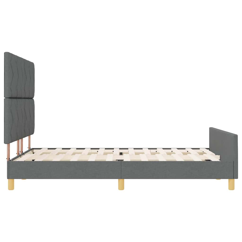 vidaXL Ramka łóżka Z zagłówkiem ciemno szary 140 x 190 cm tkanina