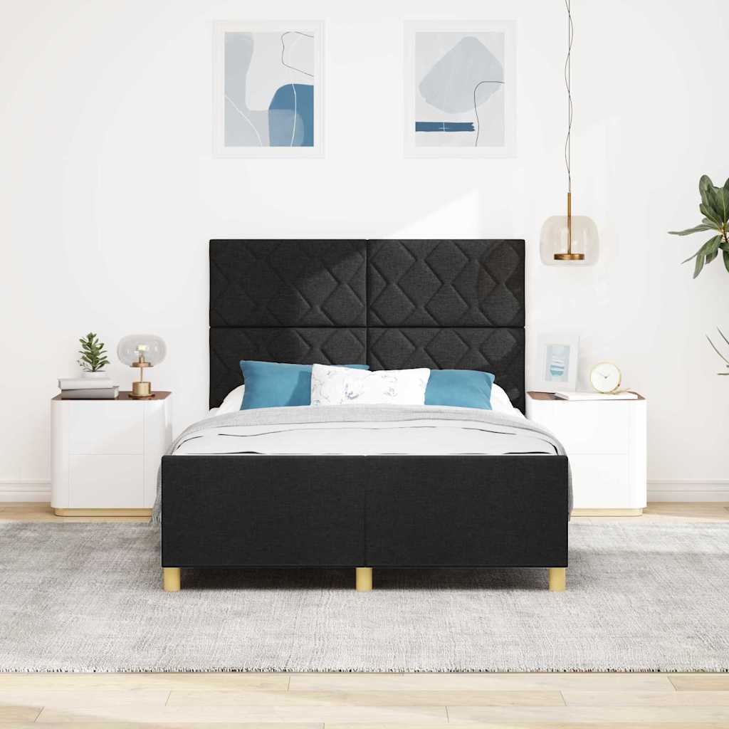 vidaXL Ramka łóżka Z zagłówkiem Czarny 140 x 190 cm tkanina