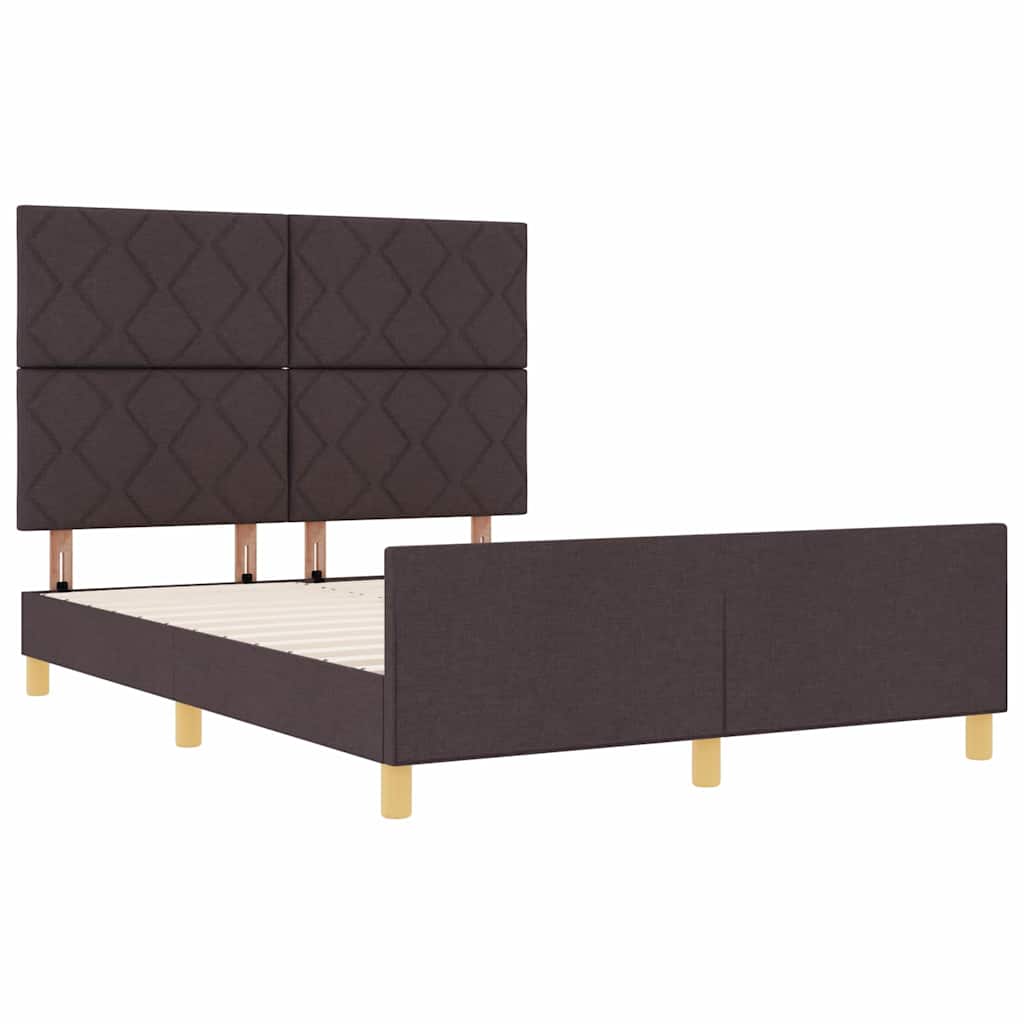 vidaXL Ramka łóżka Z zagłówkiem ciemnobrązowy 140 x 190 cm tkanina