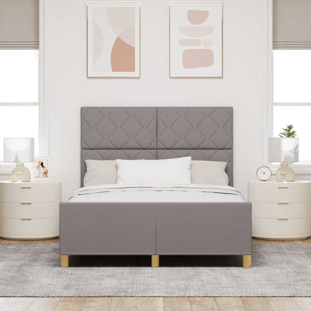 vidaXL Ramka łóżka Z zagłówkiem Ciemnoszary 140 x 190 cm tkanina