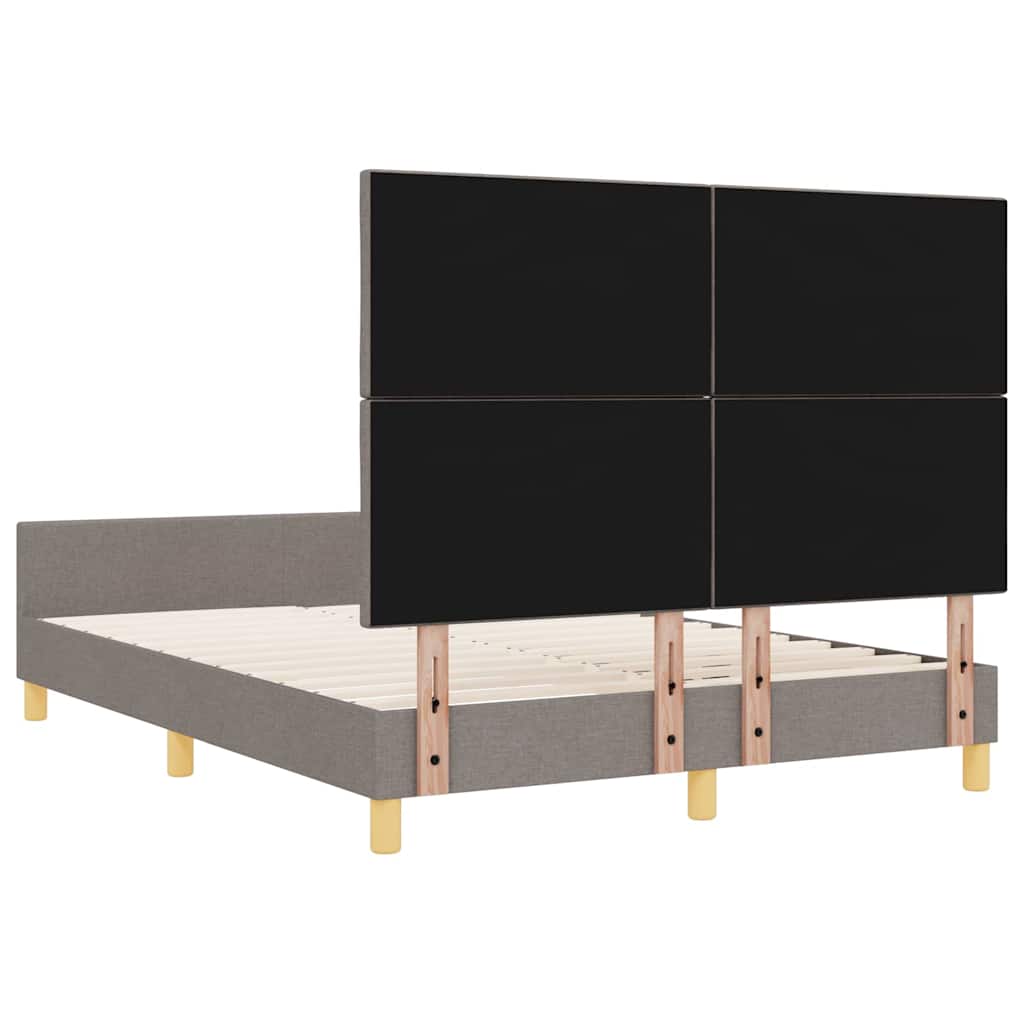 vidaXL Ramka łóżka Z zagłówkiem Ciemnoszary 140 x 190 cm tkanina