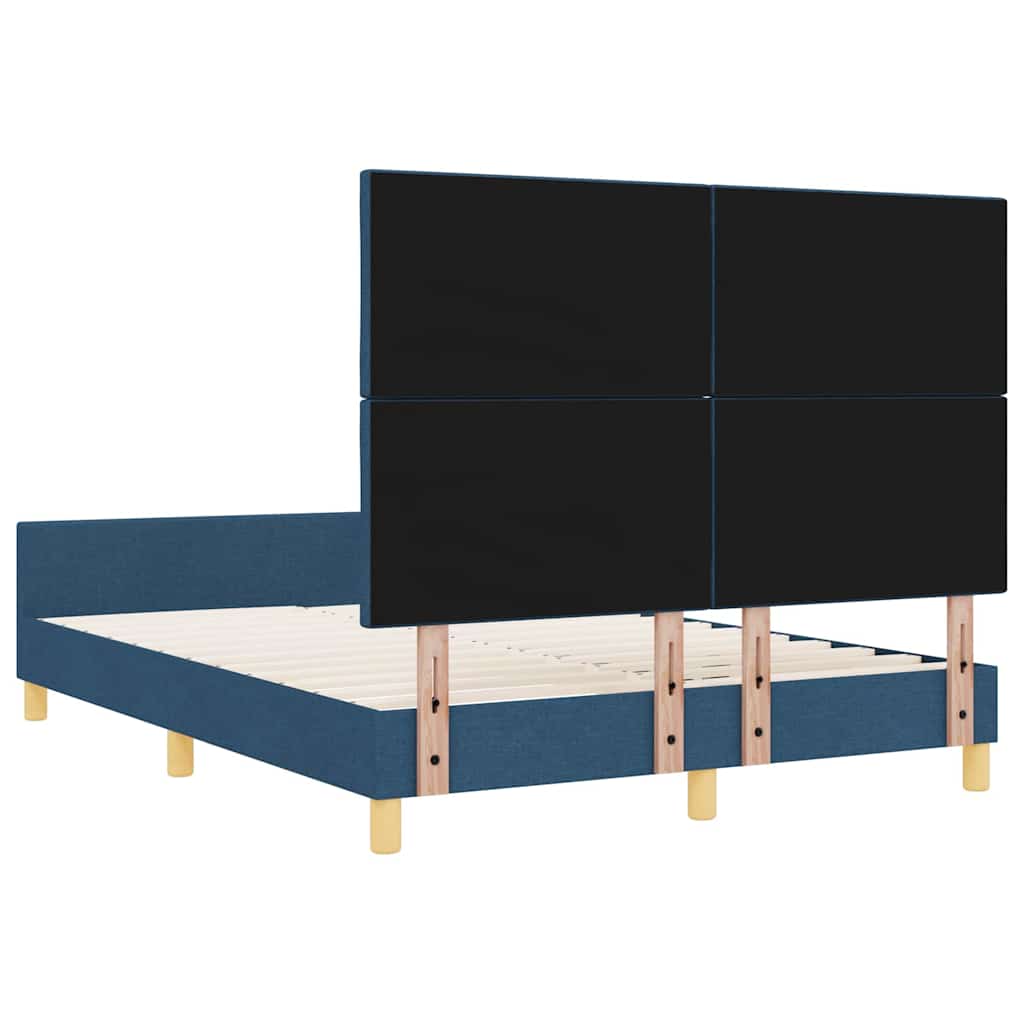 vidaXL Ramka łóżka Z zagłówkiem Niebieski 140 x 190 cm tkanina