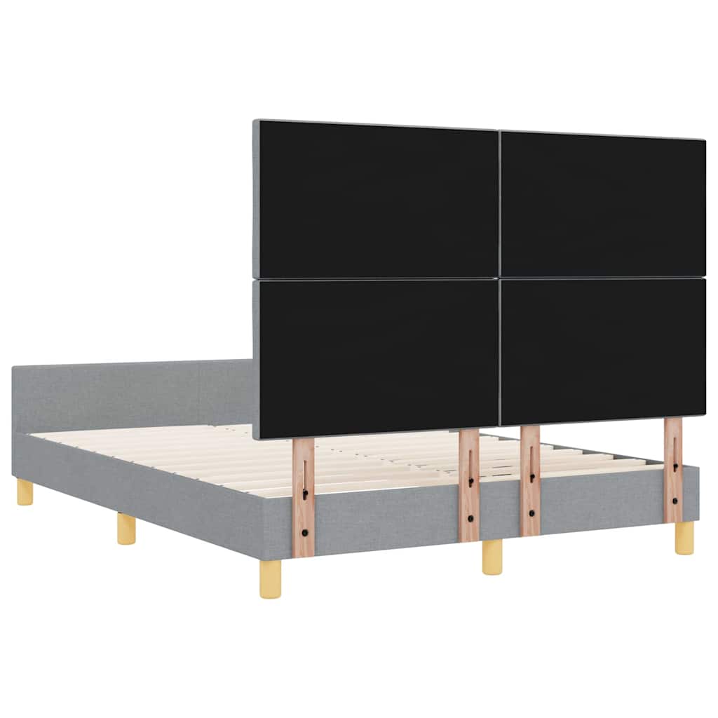 vidaXL Ramka łóżka Z zagłówkiem Jasnoszary 140 x 200 cm tkanina