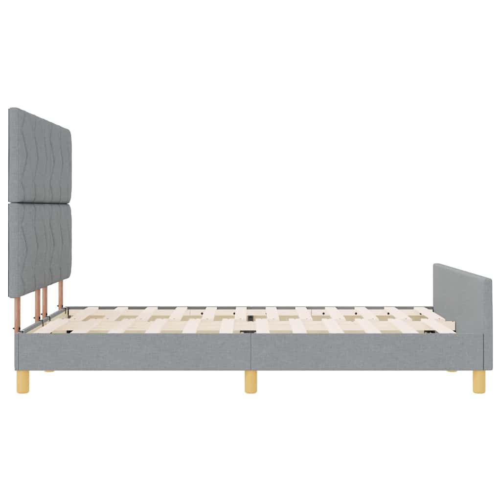vidaXL Ramka łóżka Z zagłówkiem Jasnoszary 140 x 200 cm tkanina