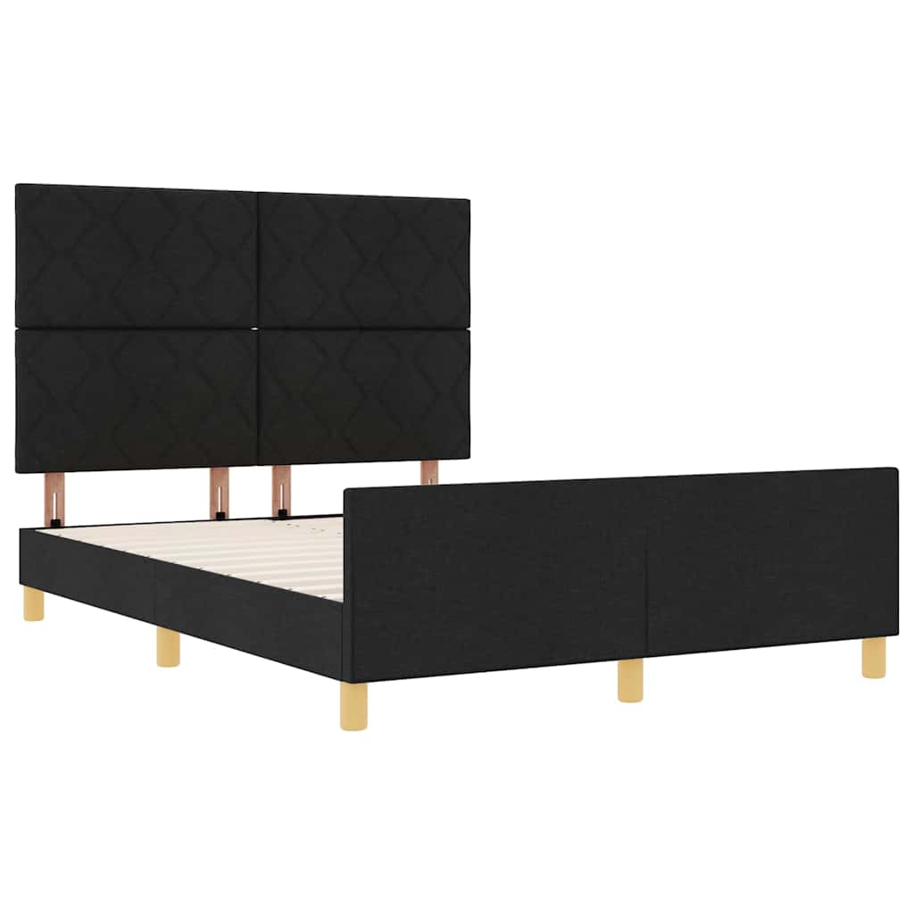 vidaXL Ramka łóżka Z zagłówkiem Czarny 140 x 200 cm tkanina