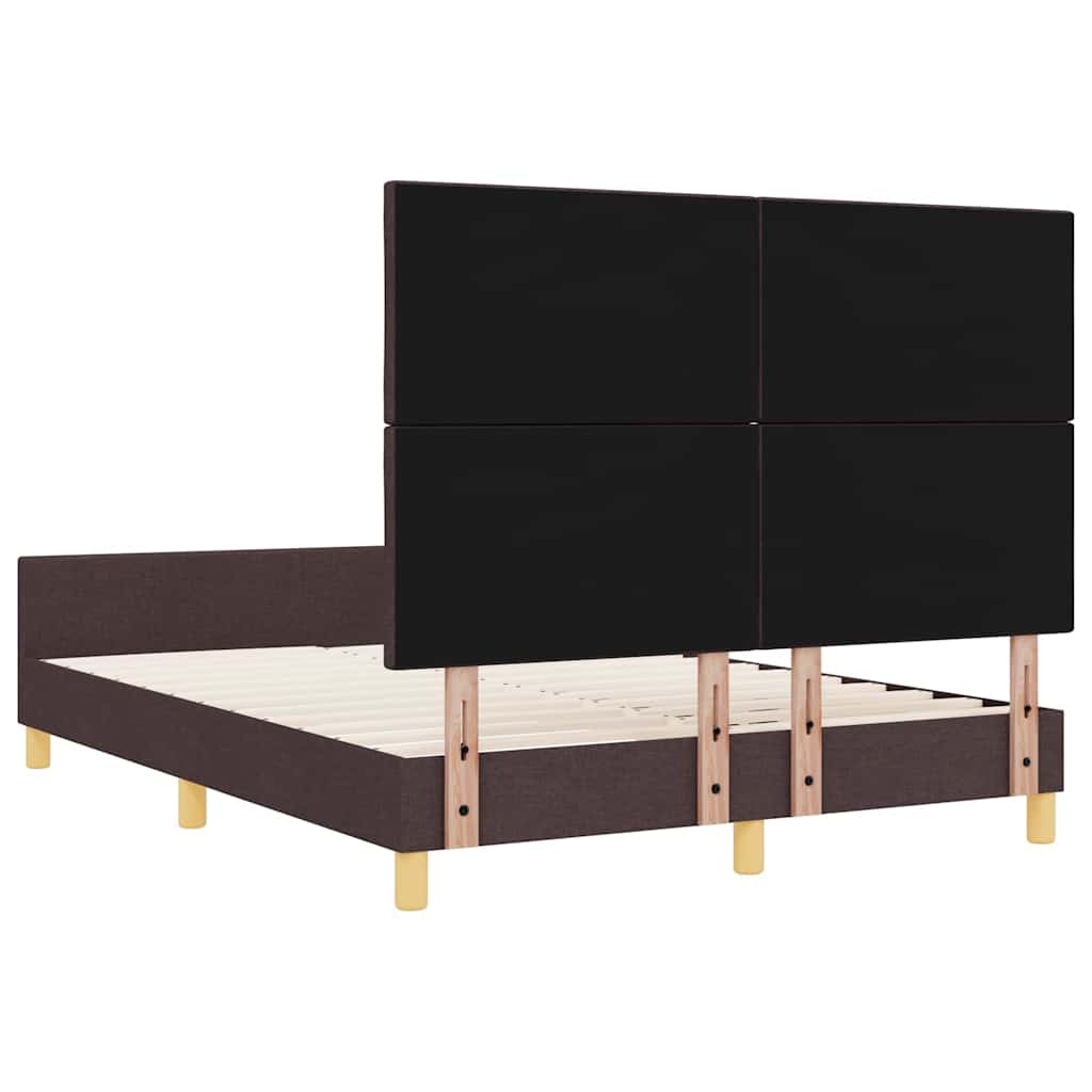 vidaXL Ramka łóżka Z zagłówkiem ciemnobrązowy 140 x 200 cm tkanina