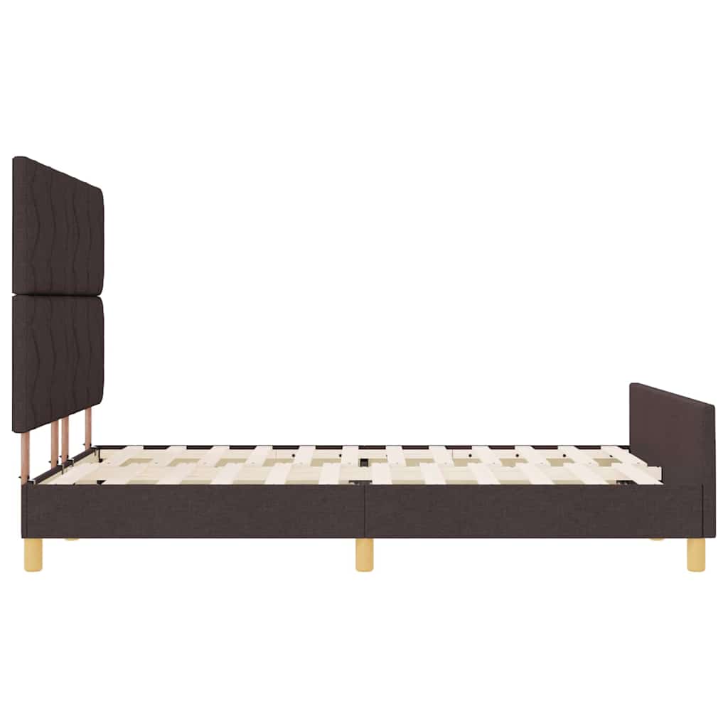 vidaXL Ramka łóżka Z zagłówkiem ciemnobrązowy 140 x 200 cm tkanina