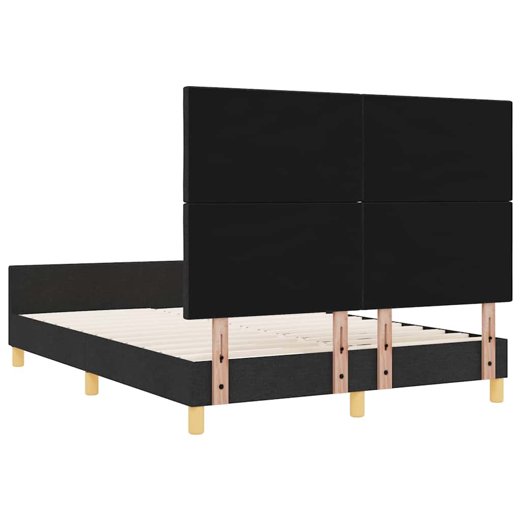 vidaXL Ramka łóżka Z zagłówkiem Czarny 160 x 200 cm tkanina