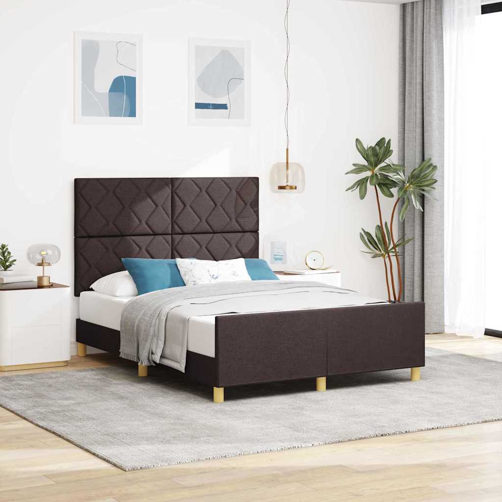vidaXL Ramka łóżka Z zagłówkiem ciemnobrązowy 160 x 200 cm tkanina
