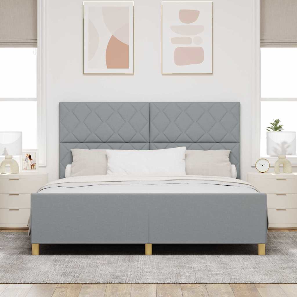 vidaXL Ramka łóżka Z zagłówkiem Jasnoszary 180 x 200 cm tkanina