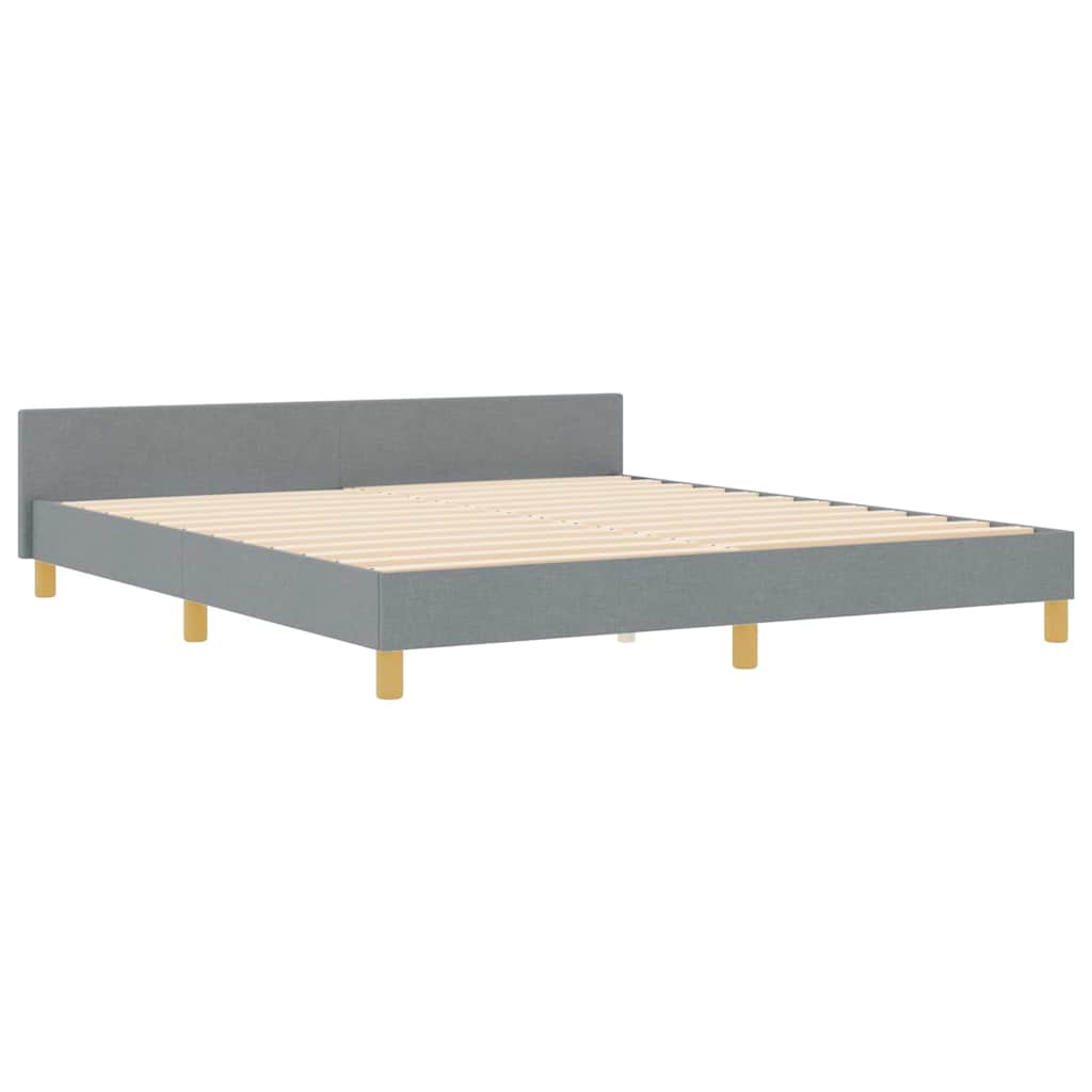 vidaXL Ramka łóżka Z zagłówkiem Jasnoszary 180 x 200 cm tkanina