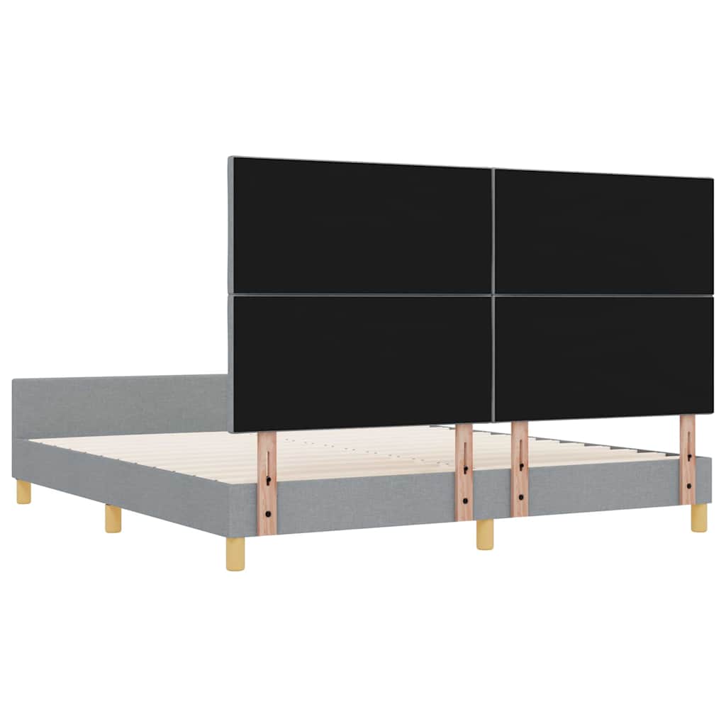 vidaXL Ramka łóżka Z zagłówkiem Jasnoszary 180 x 200 cm tkanina