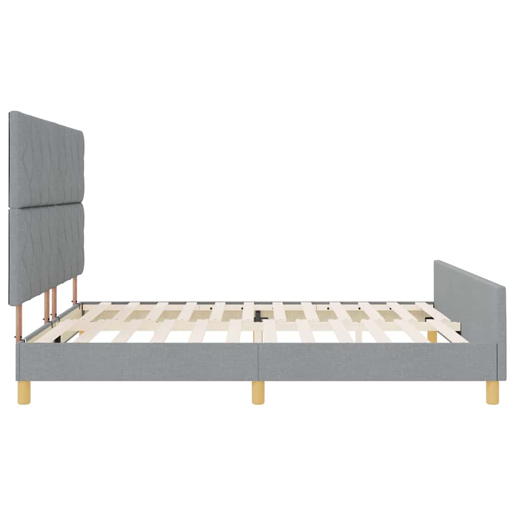 vidaXL Ramka łóżka Z zagłówkiem Jasnoszary 180 x 200 cm tkanina