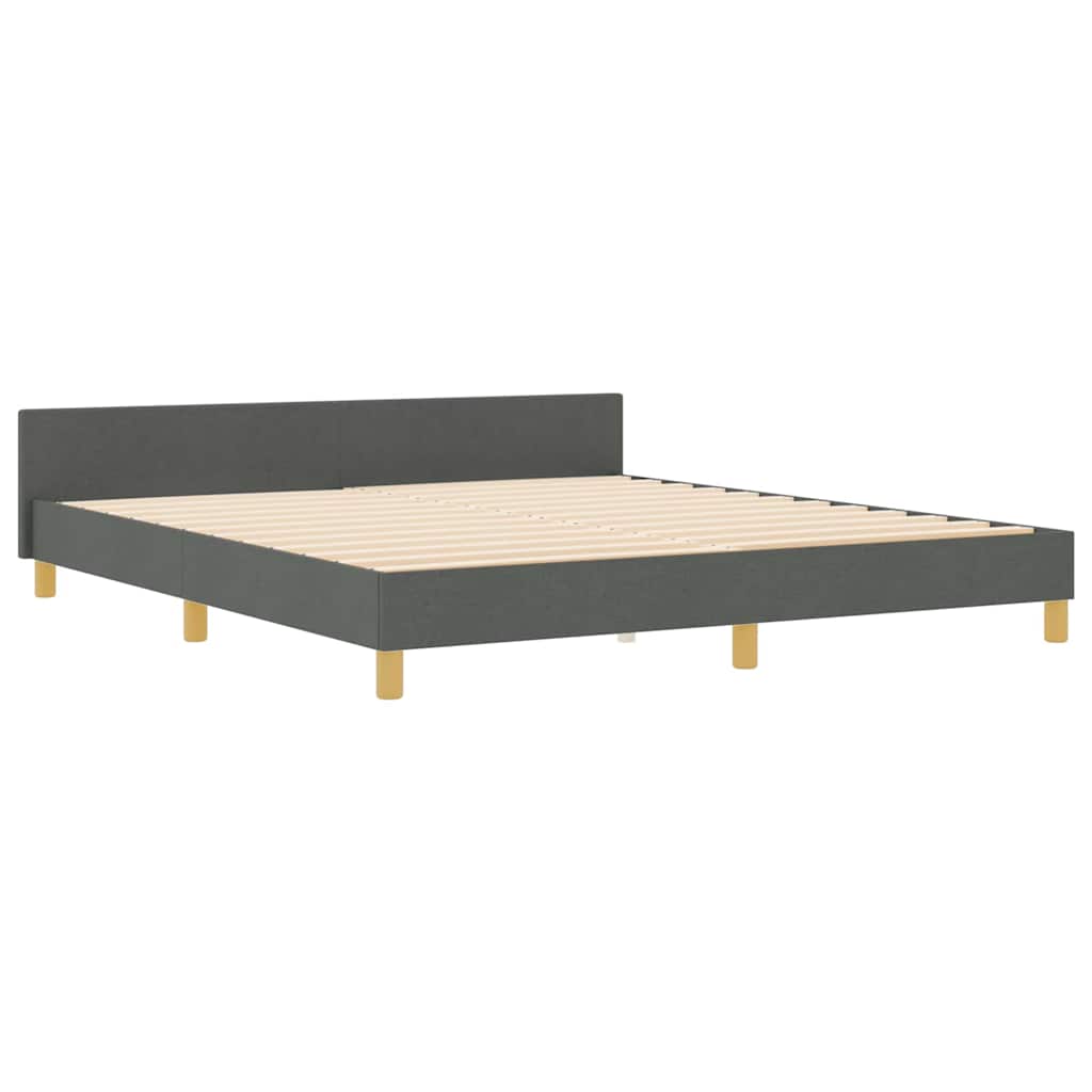 vidaXL Ramka łóżka Z zagłówkiem ciemno szary 180 x 200 cm tkanina