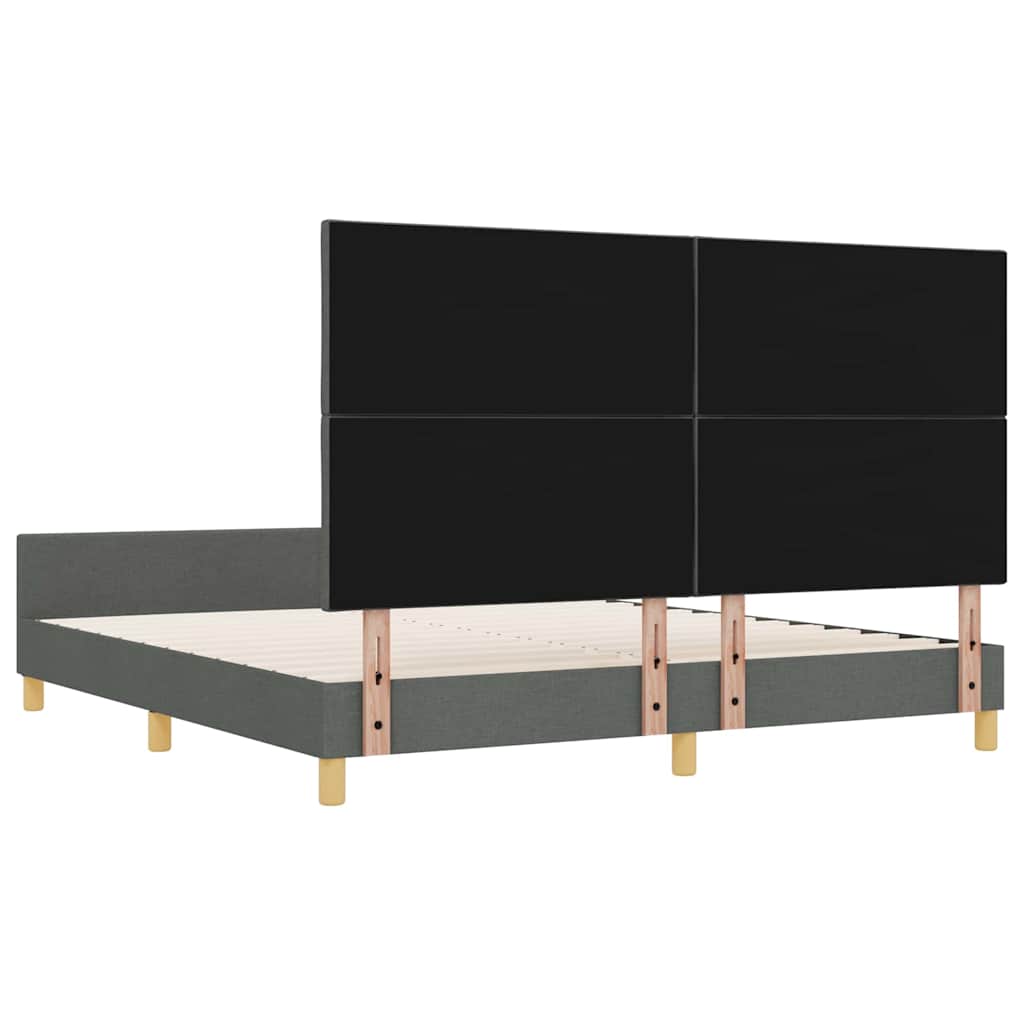 vidaXL Ramka łóżka Z zagłówkiem ciemno szary 180 x 200 cm tkanina